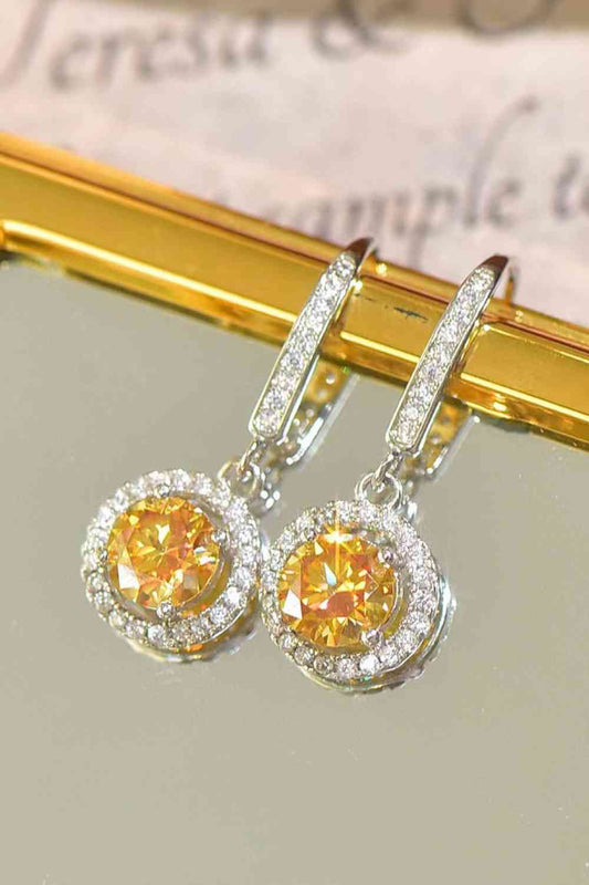 Platinum-Plated 2 Carat Moissanite Drop Earrings - WAZKA