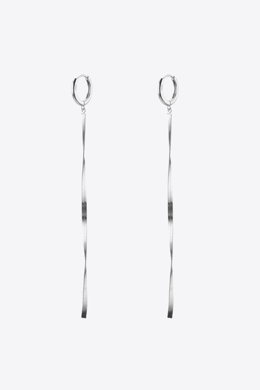 925 Sterling Silver Long Snake Chain Earrings - WAZKA