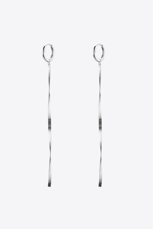 925 Sterling Silver Long Snake Chain Earrings - WAZKA