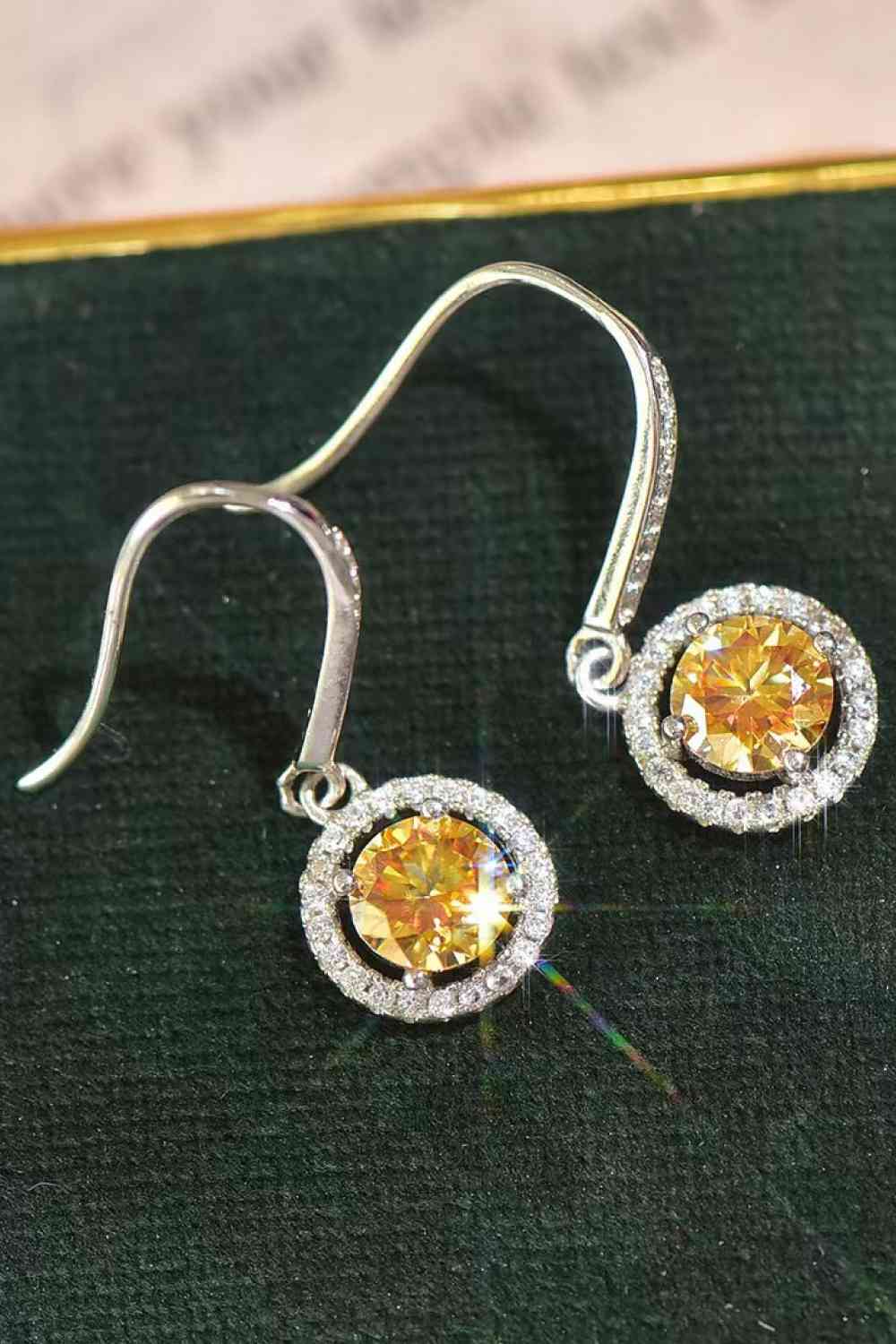 Platinum-Plated 2 Carat Moissanite Drop Earrings - WAZKA