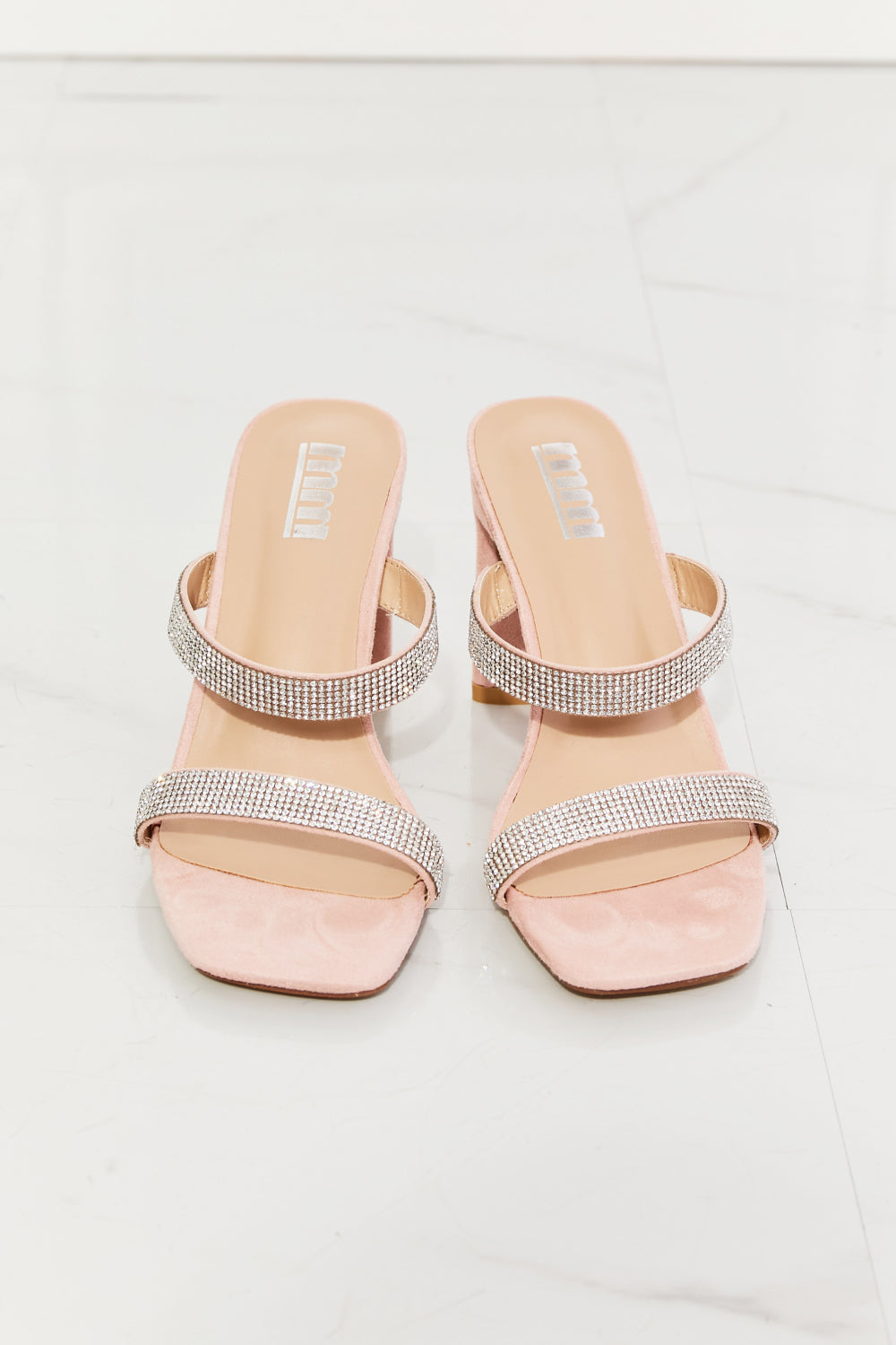 MMShoes Leave A Little Sparkle Rhinestone Block Heel Sandal in Pink - WAZKA