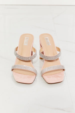 MMShoes Leave A Little Sparkle Rhinestone Block Heel Sandal in Pink - WAZKA