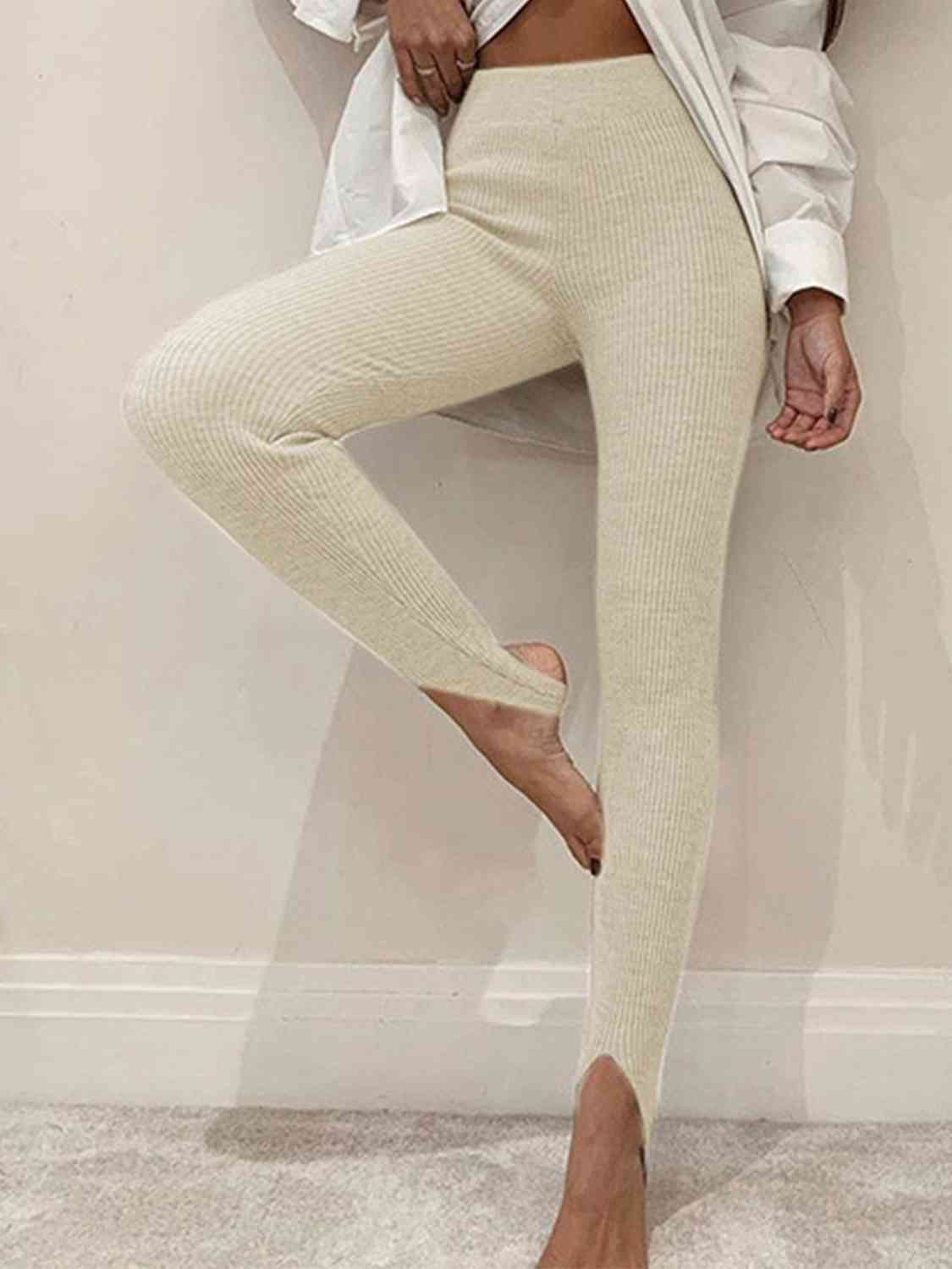 Ribbed Mid Waist Leggings - WAZKA