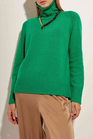 Turtle Neck Raglan Sleeve Sweater - WAZKA