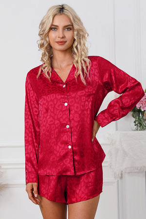 Long Sleeve Shirt and Shorts Lounge Set - WAZKA