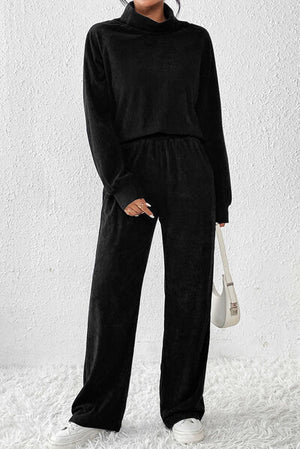 Ribbed Long Sleeve Top and Pants Set - WAZKA