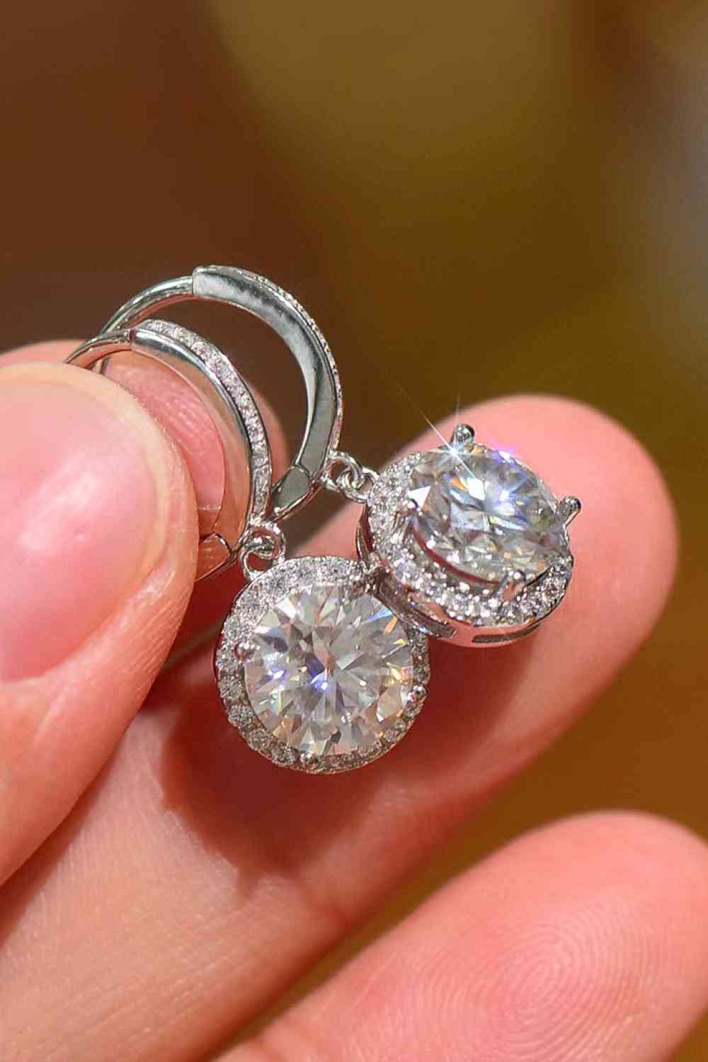 2 Carat Moissanite Round Drop Earrings - WAZKA