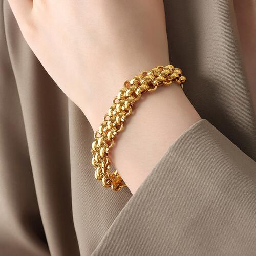 Gold-Plated Toggle Clasp Bracelet - WAZKA