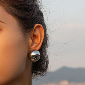 Hemispherical Stainless Steel Earrings - WAZKA