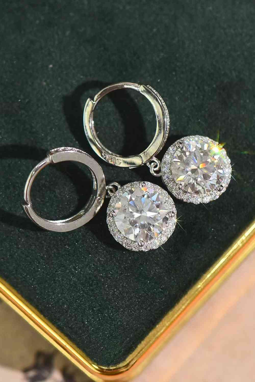 2 Carat Moissanite Round Drop Earrings - WAZKA